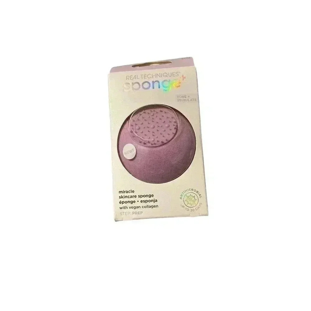 Real Techniques Sponge+ Miracle Skincare Sponge Tone & Stimulate Prep In Box